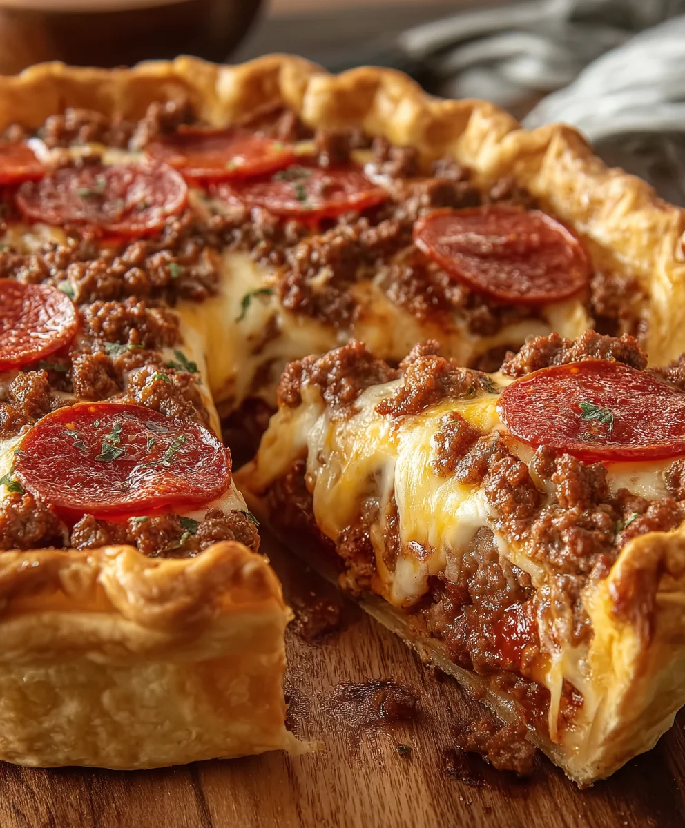 Beef Sausage Pepperoni Pie Recipe-Ultimate Flavor