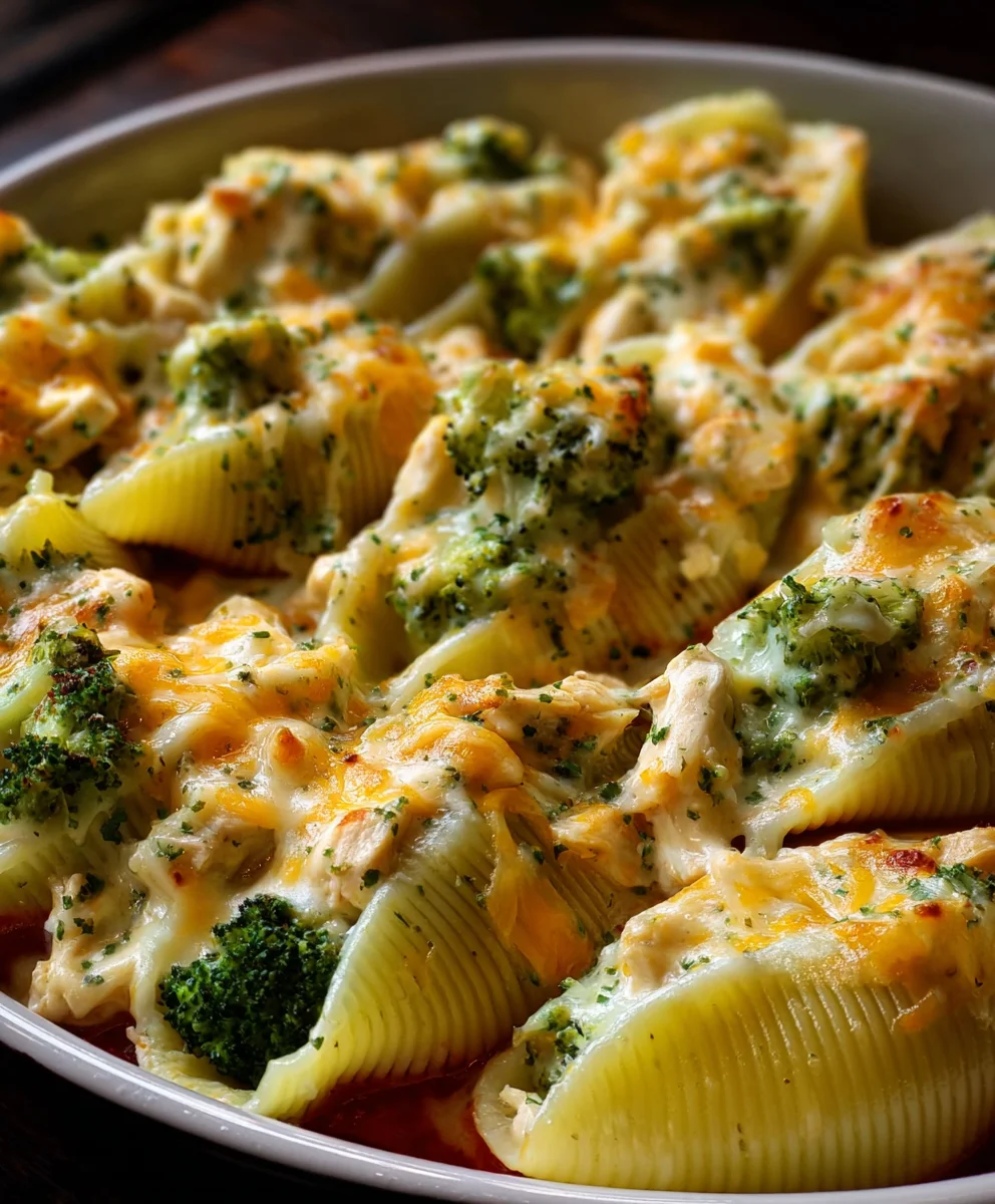 Cheesy Chicken Broccoli Stuffed Shells Recipe