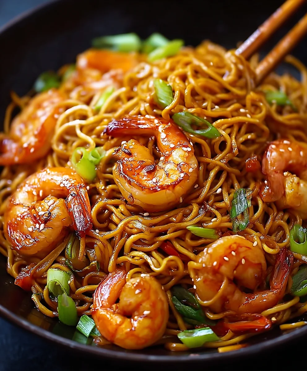 Honey Garlic Shrimp Chow Mein - Quick & Easy Recipe