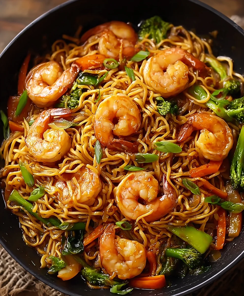 Honey Garlic Shrimp Chow Mein Recipe-Easy Dinner