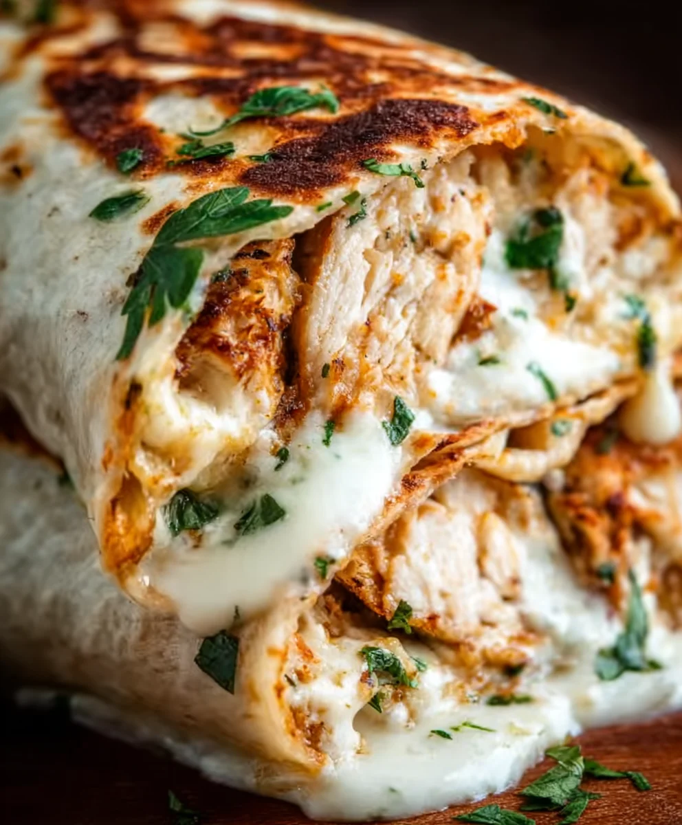 Cheesy Garlic Chicken Wraps Quick & Easy Recipe