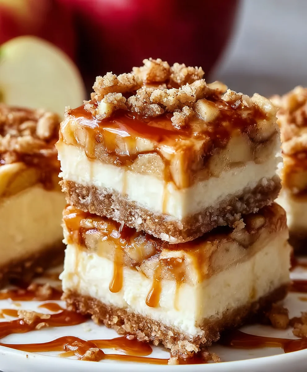 Caramel Apple Cheesecake Bars-Easy Dessert