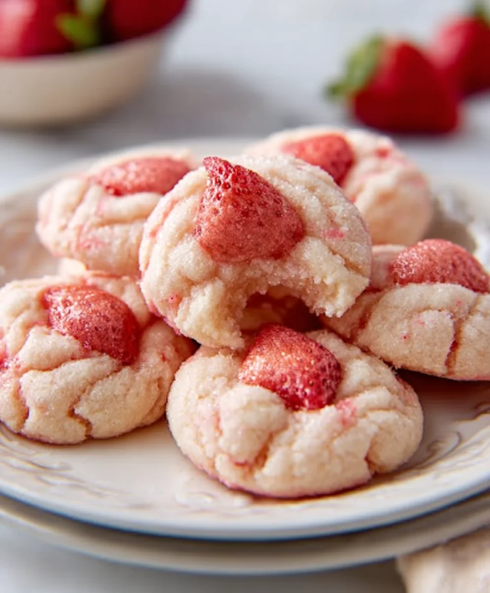 Strawberry Kiss Cookies- Delicious Easy Recipe