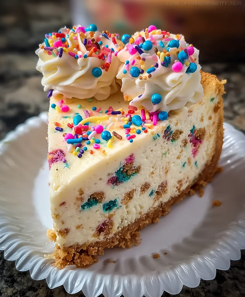 Funfetti Cheesecake With Cookie Topping
