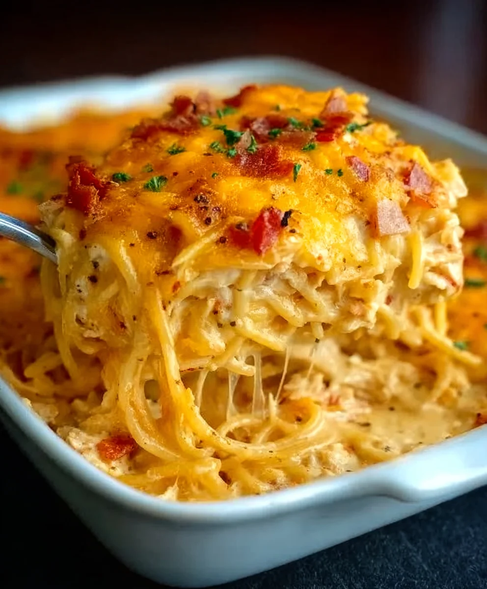 Spicy Southern Cheesy Chicken Spaghetti Casserole Recipe