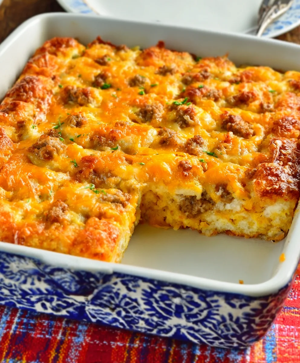 Easy Beef Sausage Tater Tot Breakfast Casserole