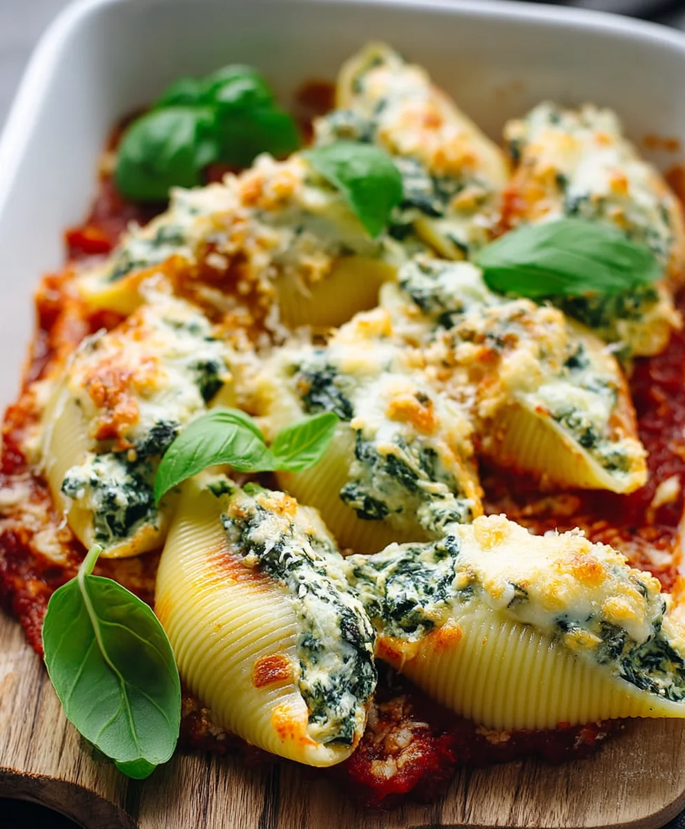 Easy Spinach Ricotta Stuffed Shells Recipe