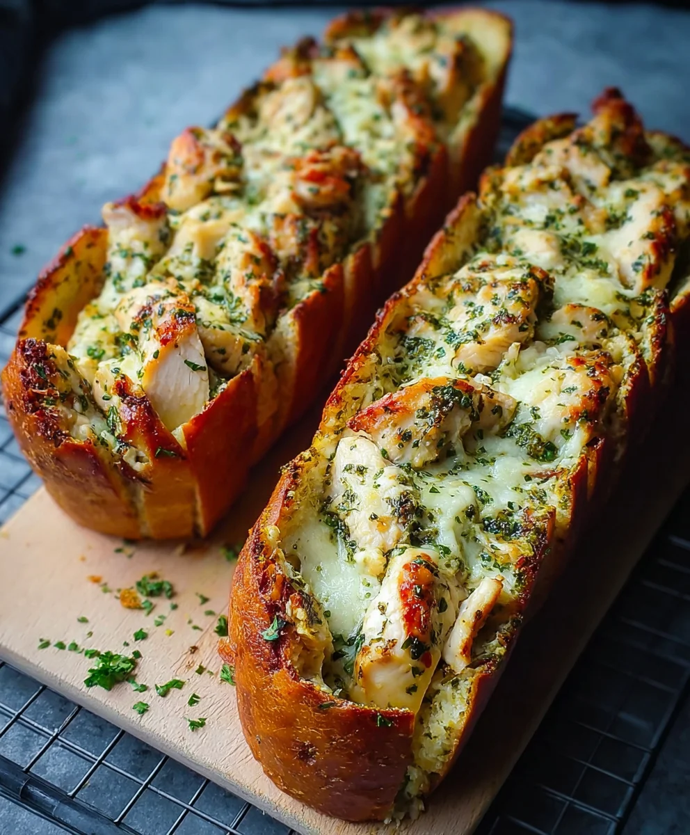 Easy Pesto Chicken Garlic Bread - Quick Dinner