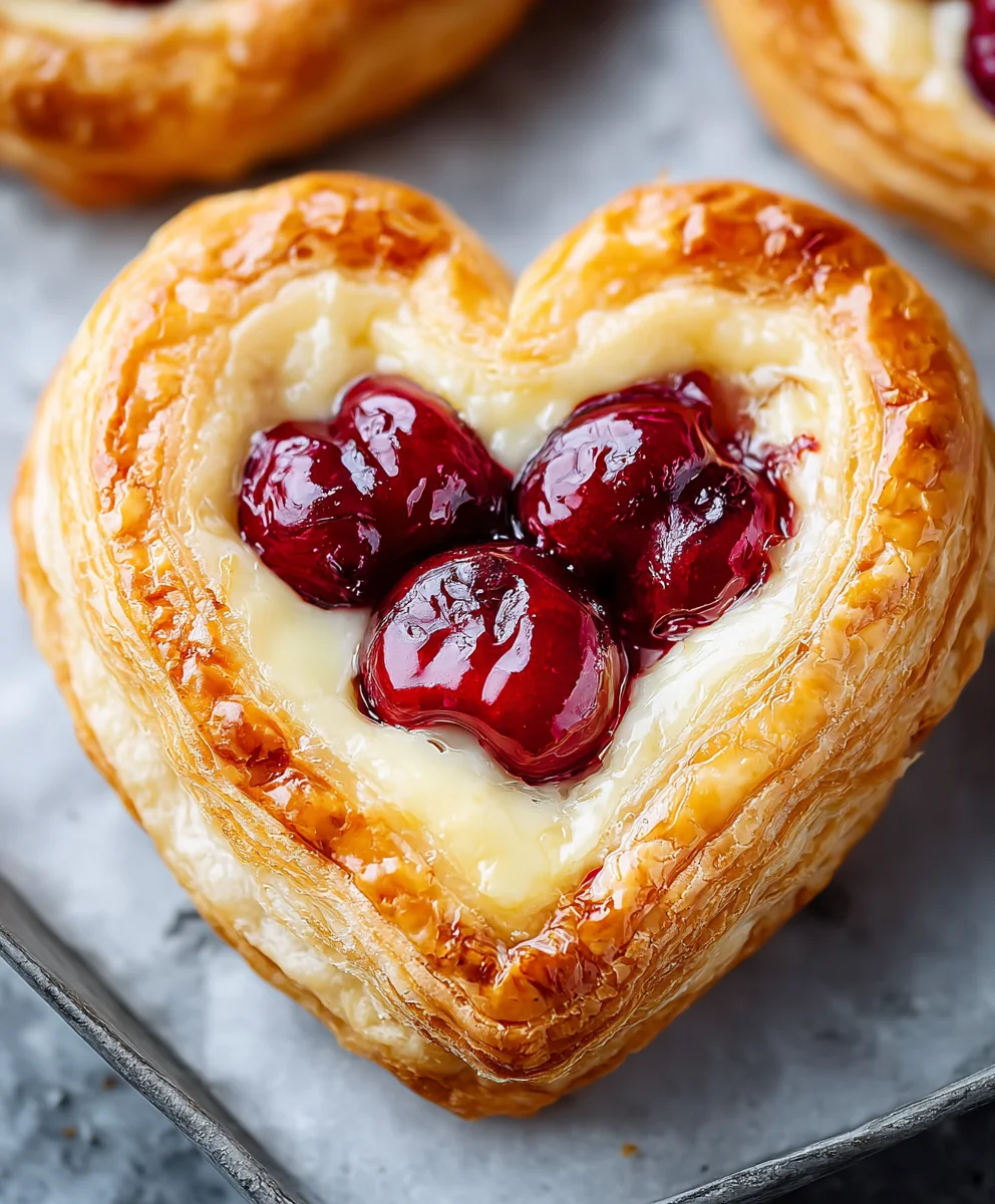 Heart-Shaped Cherry Cheese Danish-Easy Festive Treat