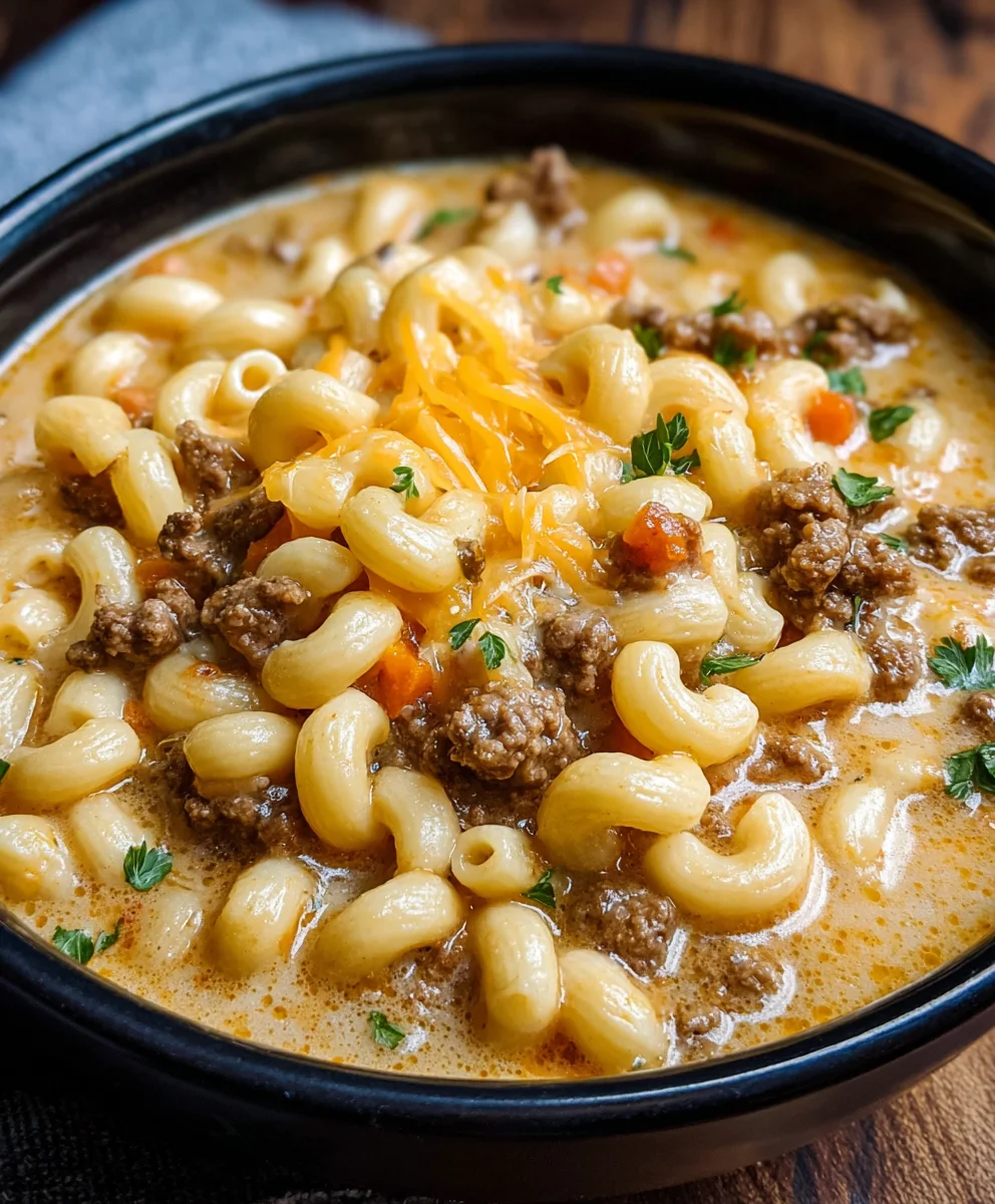 Creamy Cheeseburger Macaroni Soup Recipe - Easy Comfort Food