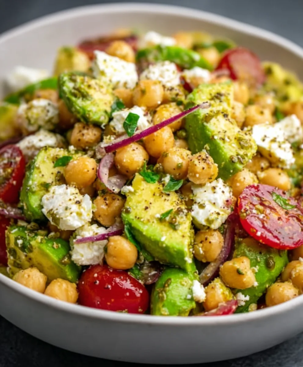 Chickpea Feta Avocado Salad - Easy & Healthy Recipe