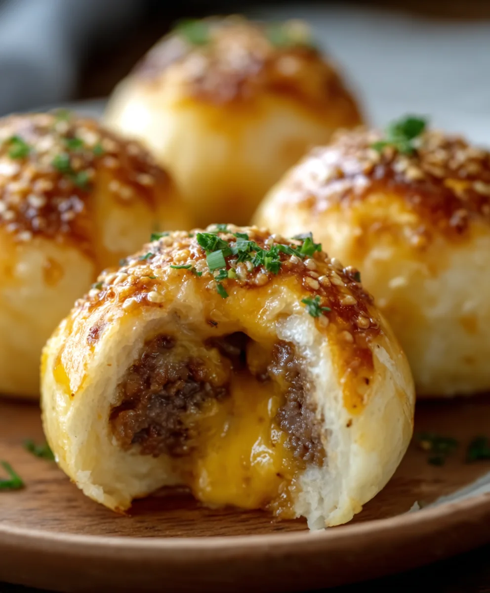 Garlic Parmesan Cheeseburger Bombs-Easy Appetizer