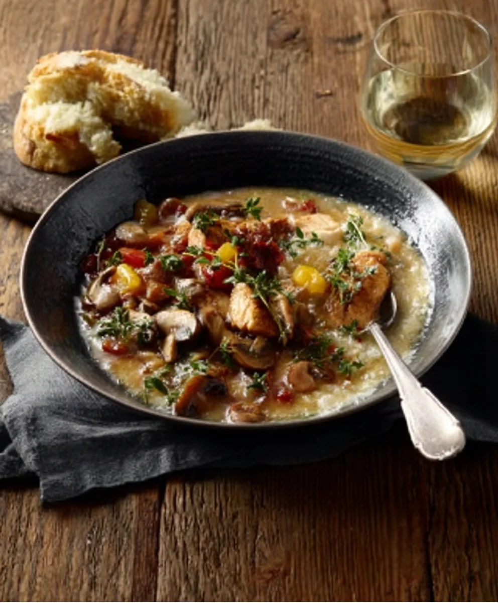 Hearty Beef & Mushroom Broth Stew - Creamy Earthy Flavor