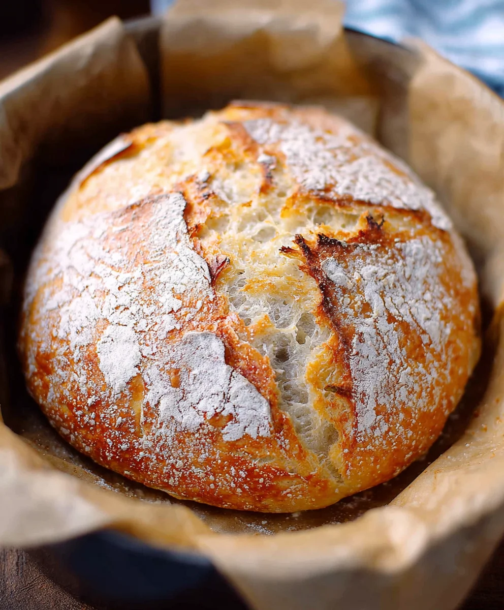 Dutch Oven No-Knead Crusty Bread Recipe