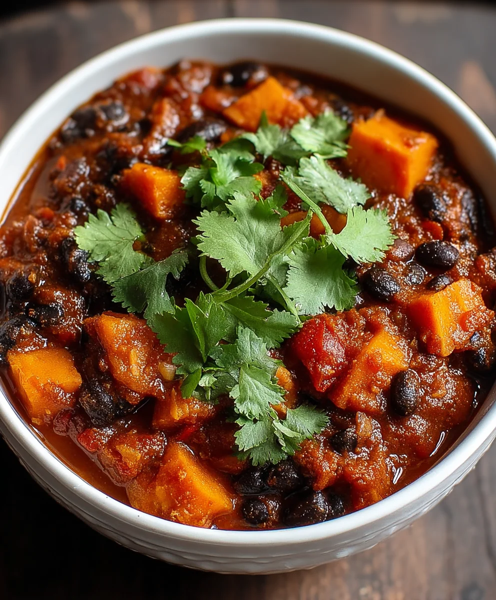 Sweet Potato Black Bean Chili- Hearty & Flavorful