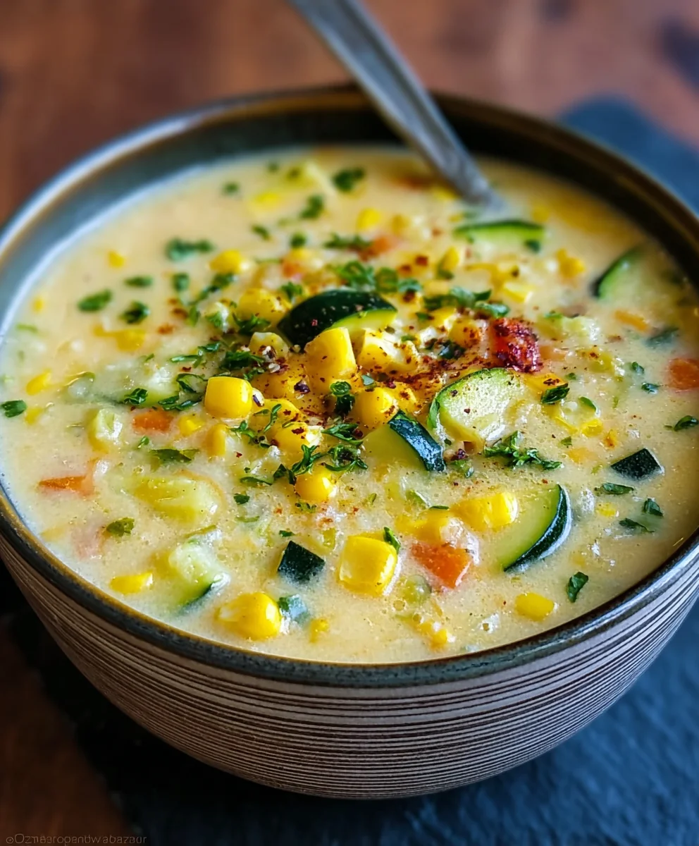 Hearty Corn Zucchini Chowder Recipe-Summer Veggie Delight