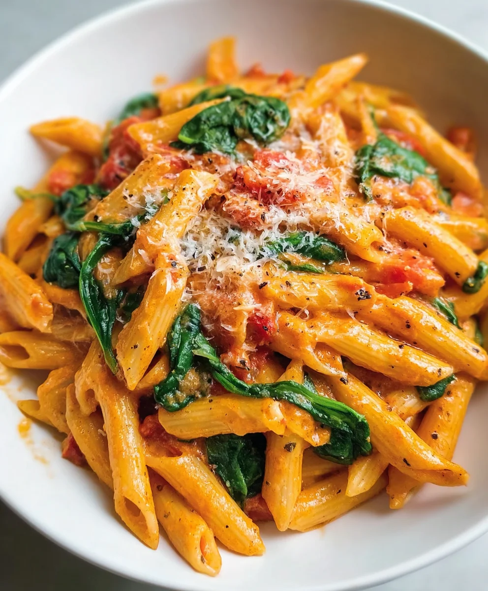Creamy Tomato Spinach Pasta Recipe-Easy & Delicious