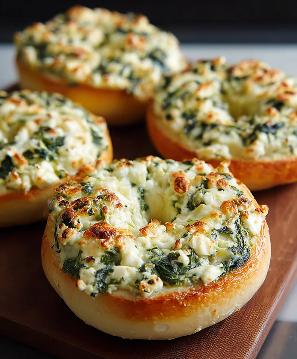 Cheesy Spinach Artichoke Bagels-Easy Delicious Recipe