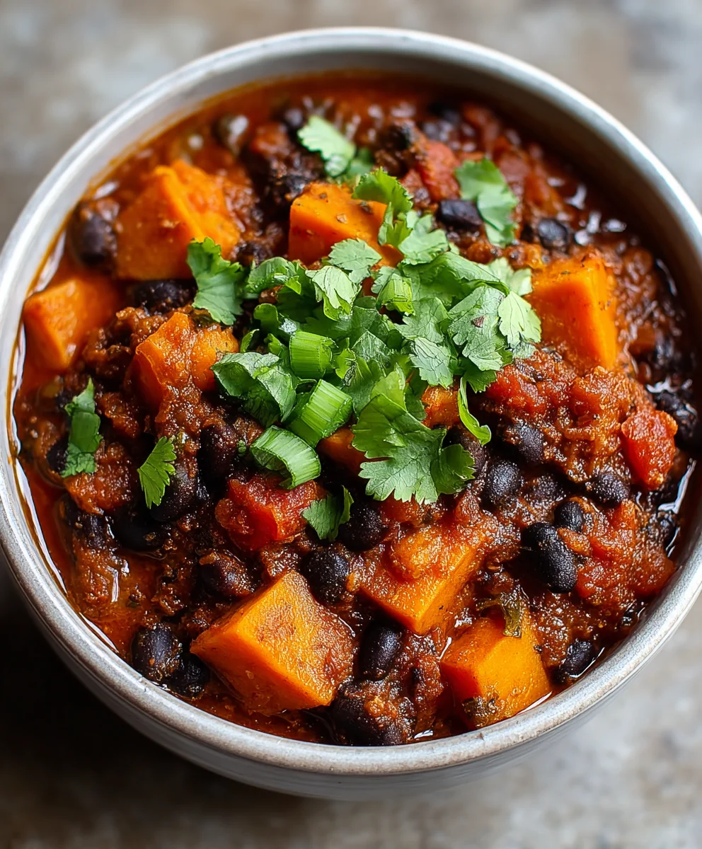 Sweet Potato Black Bean Chili- Hearty & Flavorful