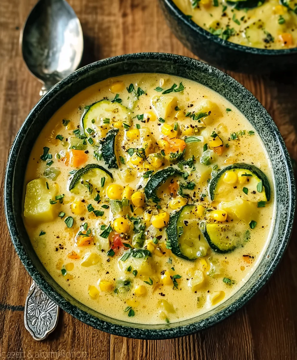 Hearty Corn Zucchini Chowder Recipe-Summer Veggie Delight