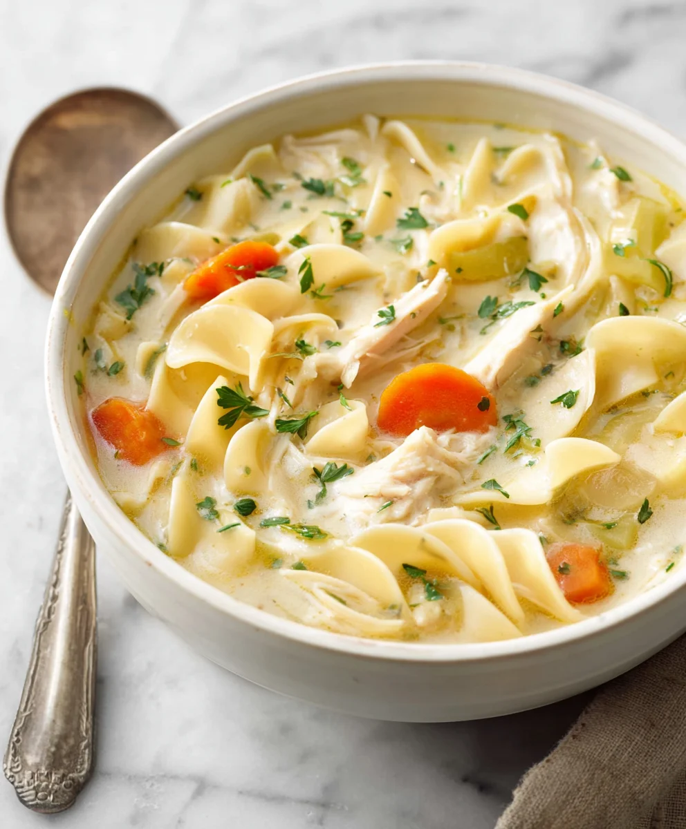 Creamy Chicken Noodle Soup Recipe - Comforting & Delicious