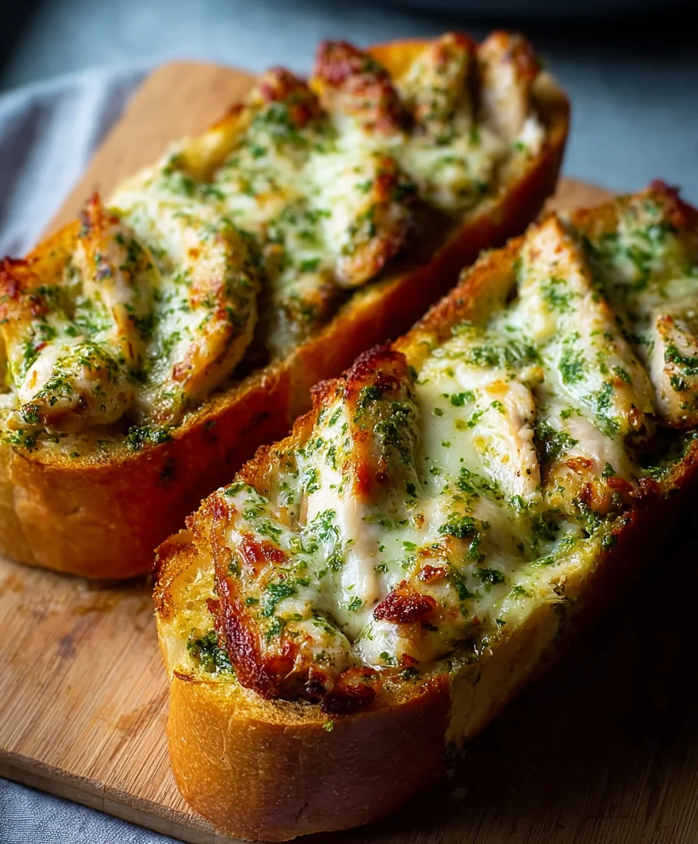 Easy Pesto Chicken Garlic Bread - Quick Dinner