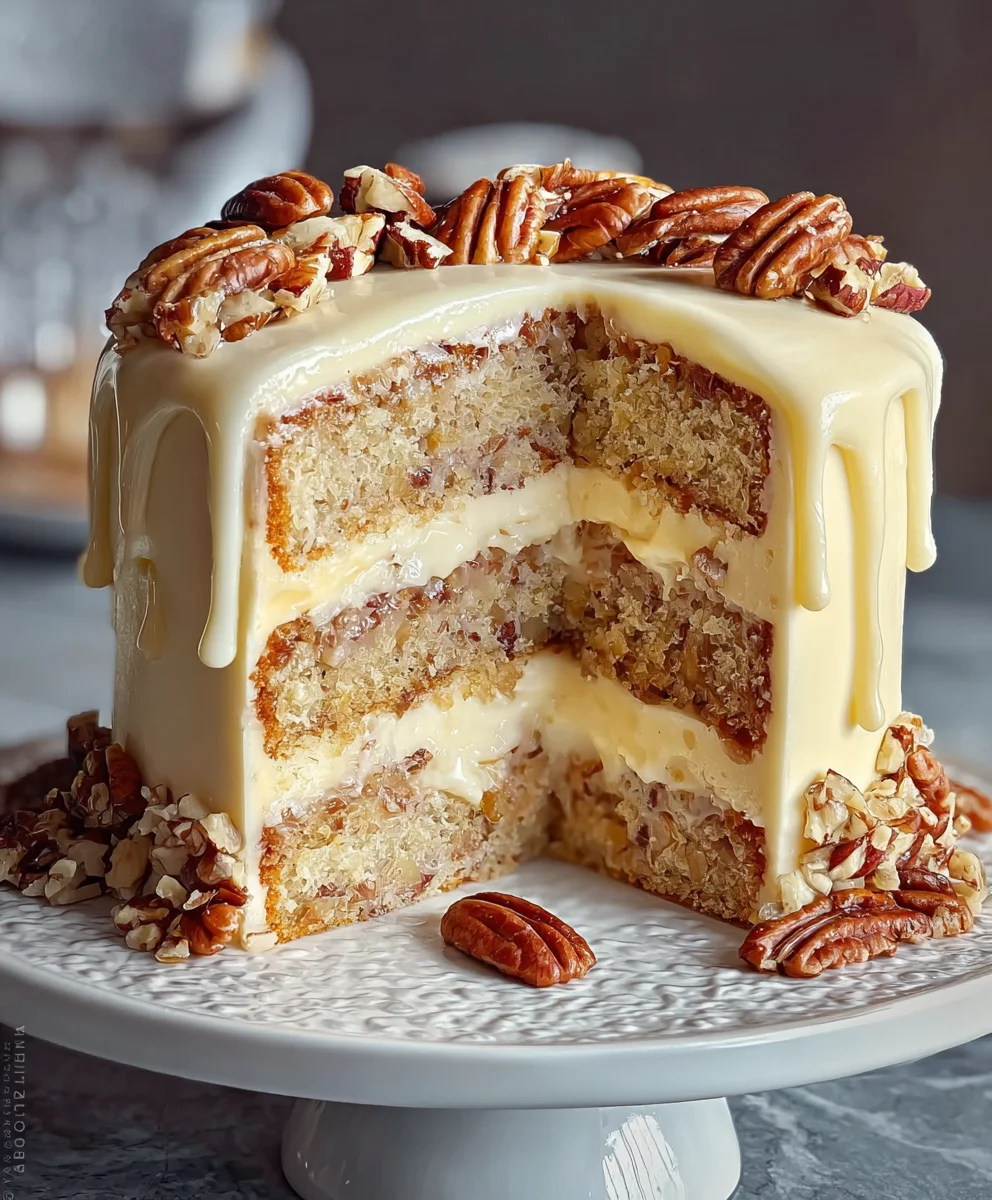 White Chocolate Pecan Cake- Decadent Layered Treat