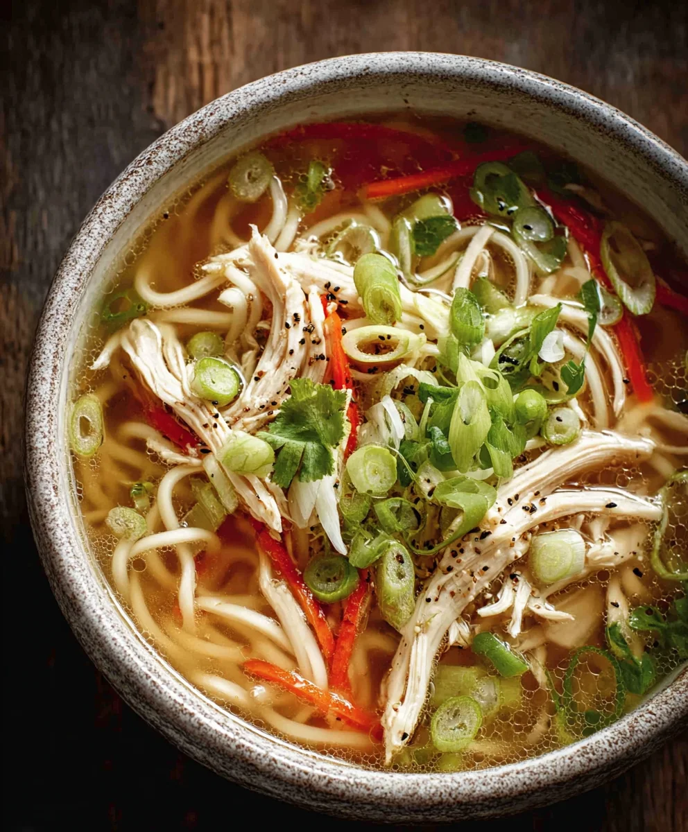 Aromatic Gin Extract-Inspired Scallion Chicken Noodle Soup