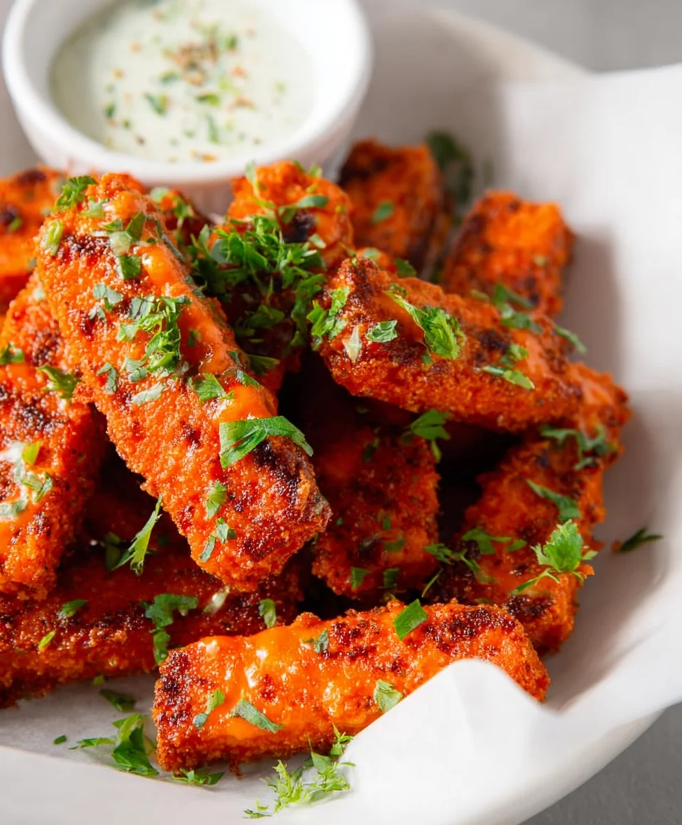 Crispy Baked Tofu Wings Buffalo Style