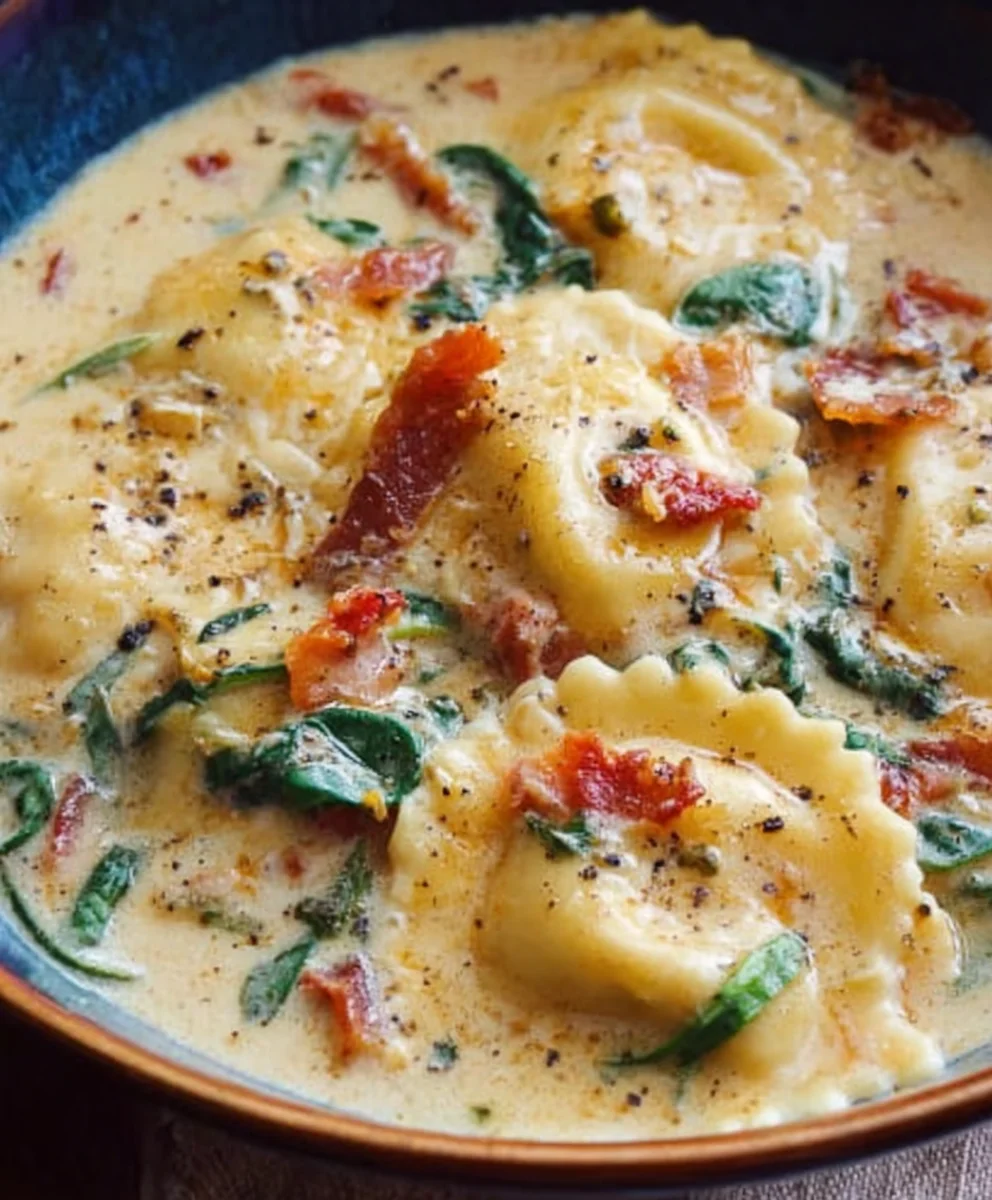 Creamy Tuscan Ravioli Soup - Easy Comfort Food Recipe