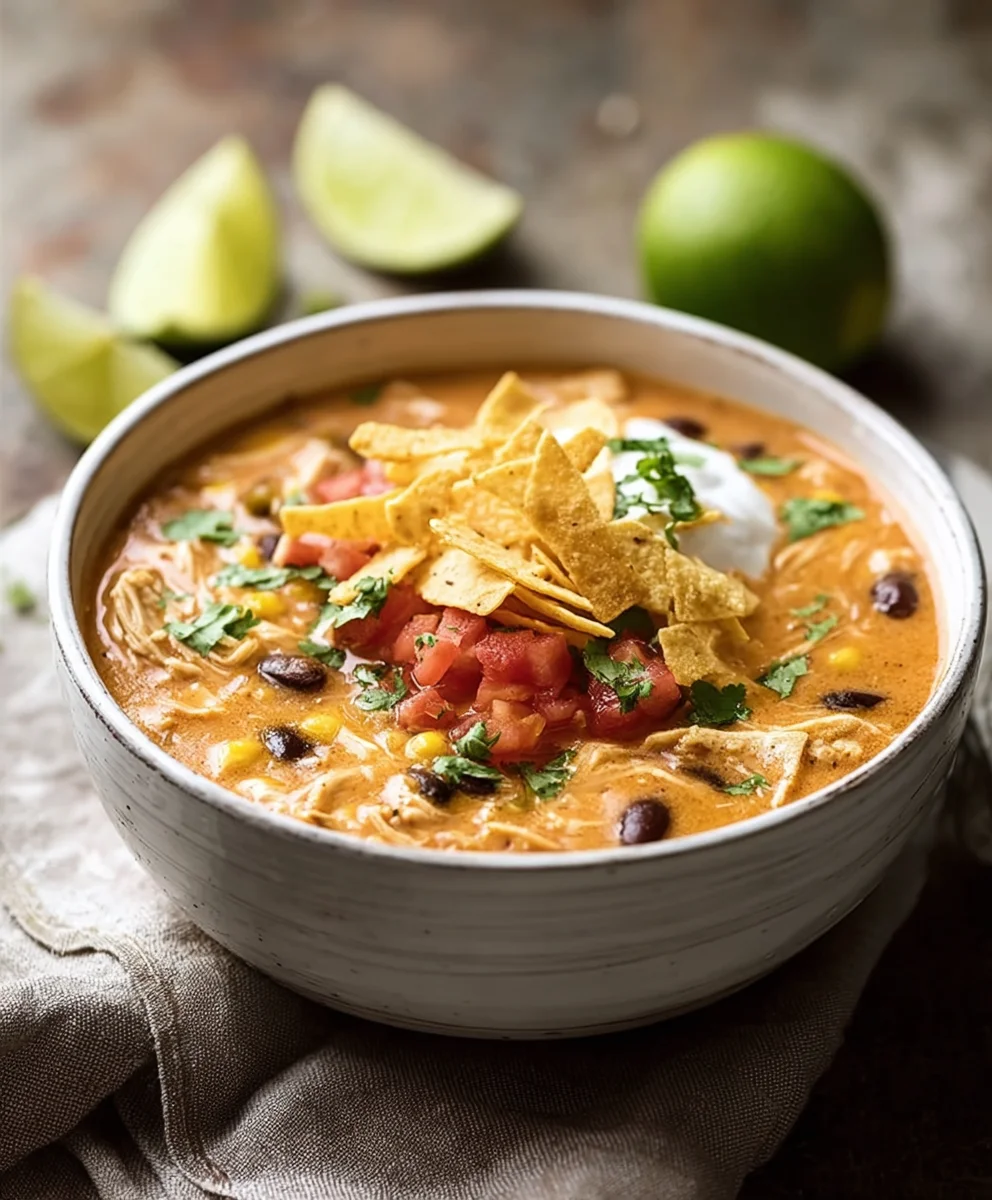 Creamy Chicken Enchilada Soup-Easy & Delicious