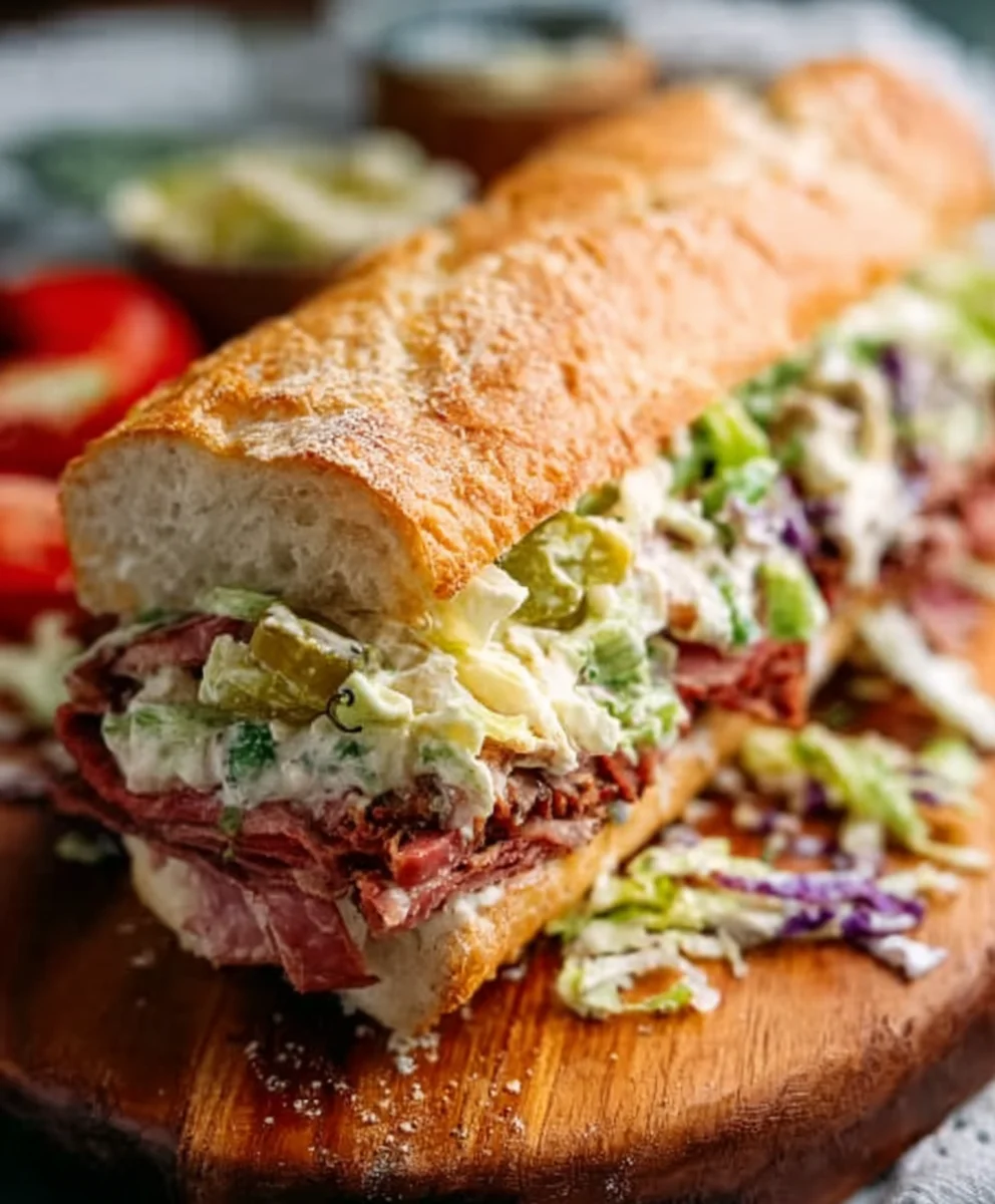 TikTok Viral Italian Beef Grinder Salad Sandwich