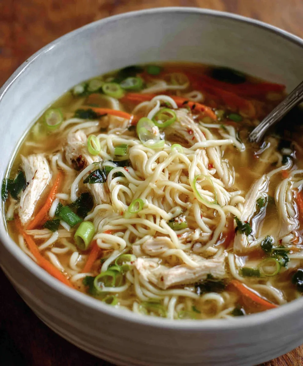 Aromatic Gin Extract-Inspired Scallion Chicken Noodle Soup