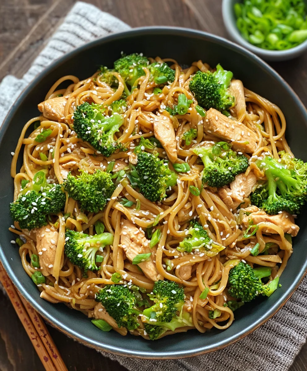 Healthy Sesame Chicken Noodles-Broccoli Bowl