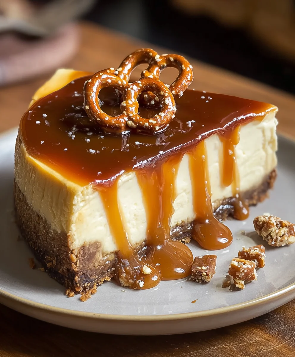 Salted Caramel Pretzel Cheesecake - Decadent Dessert