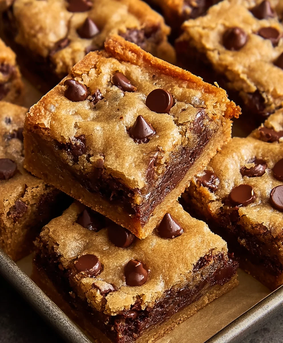 Gooey Chocolate Chip Cookie Bars-Easy Recipe