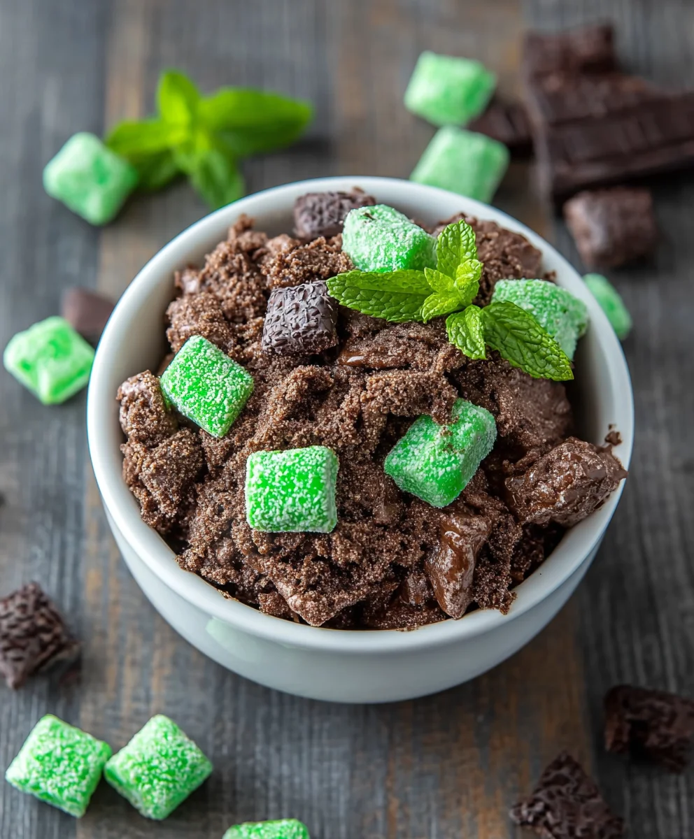 Mint Chocolate Muddy Buddy Recipe-Easy Treat