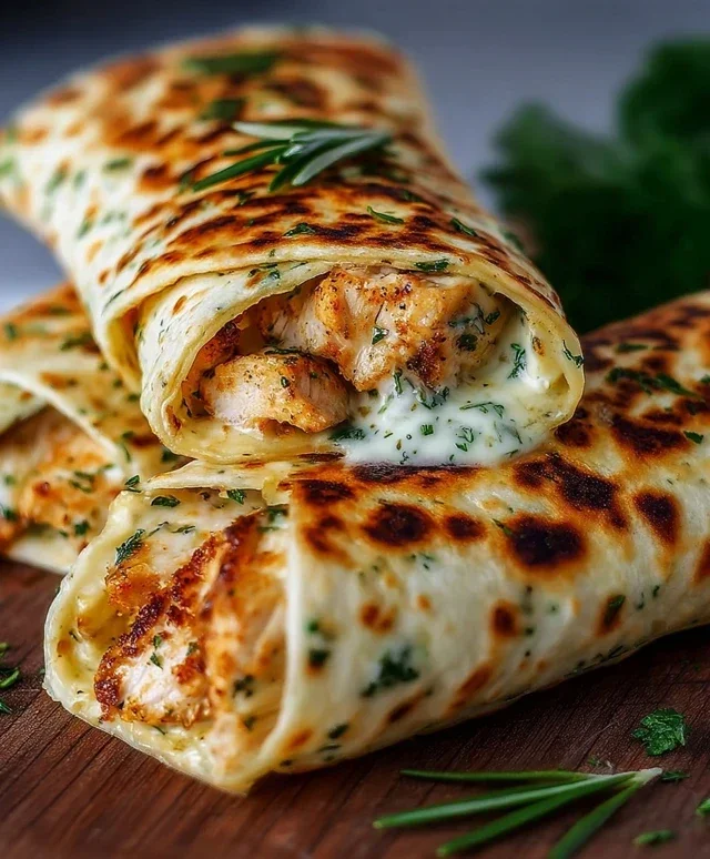 Low Carb Cheesy Garlic Chicken Wraps