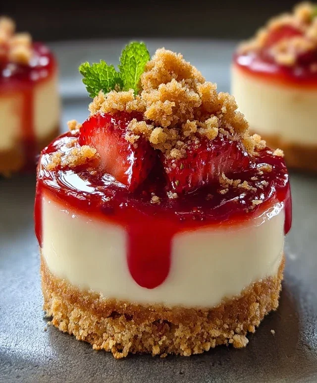 Mini Strawberry Crunch Stuffed Cheesecake
