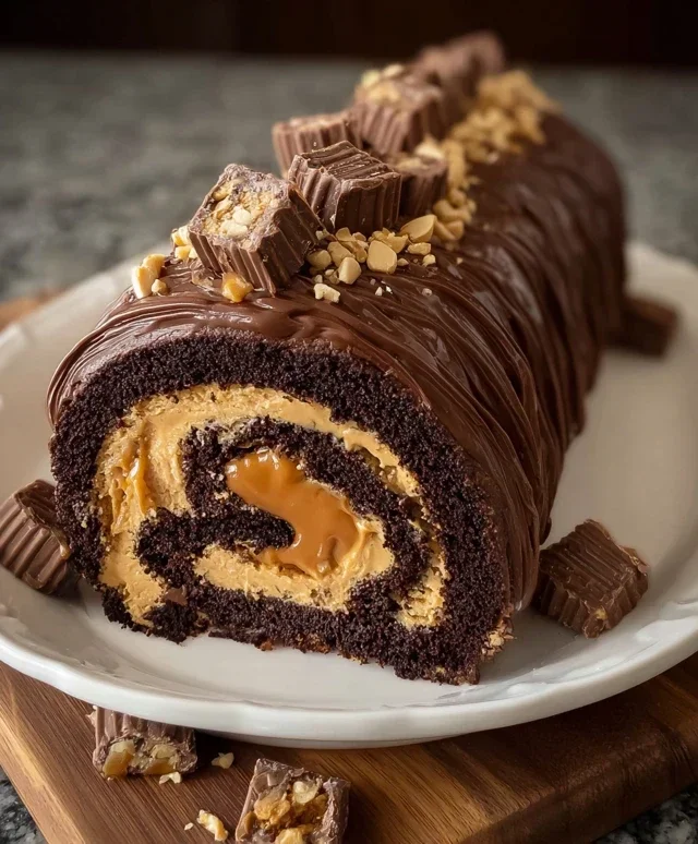 Peanut Butter Cup Chocolate Roll Cake