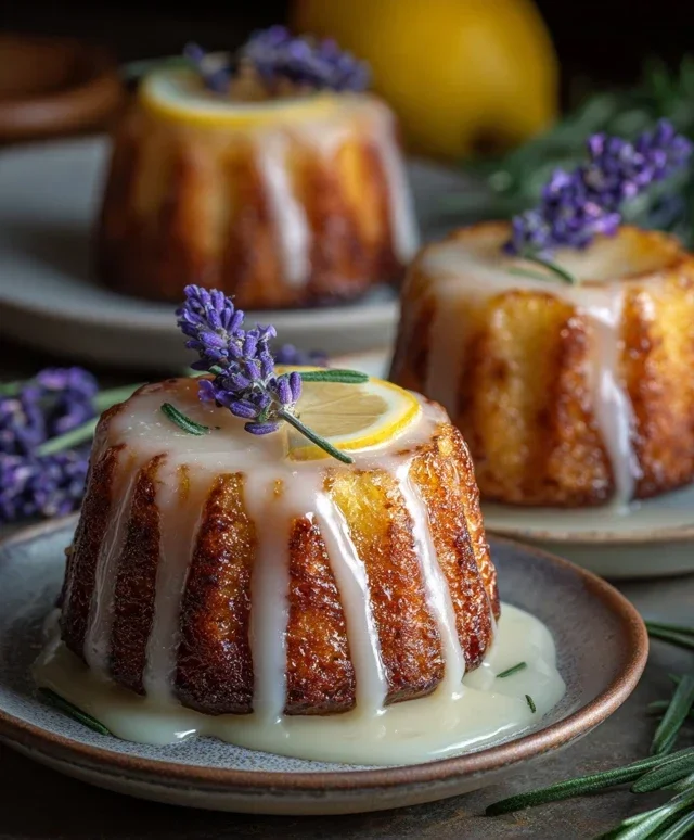 Mini Lemon Cakes With Lavender Glaze