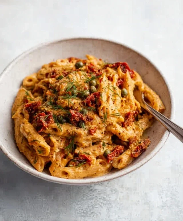 Creamy Sun-Dried Tomato Pasta with Capers and Dill