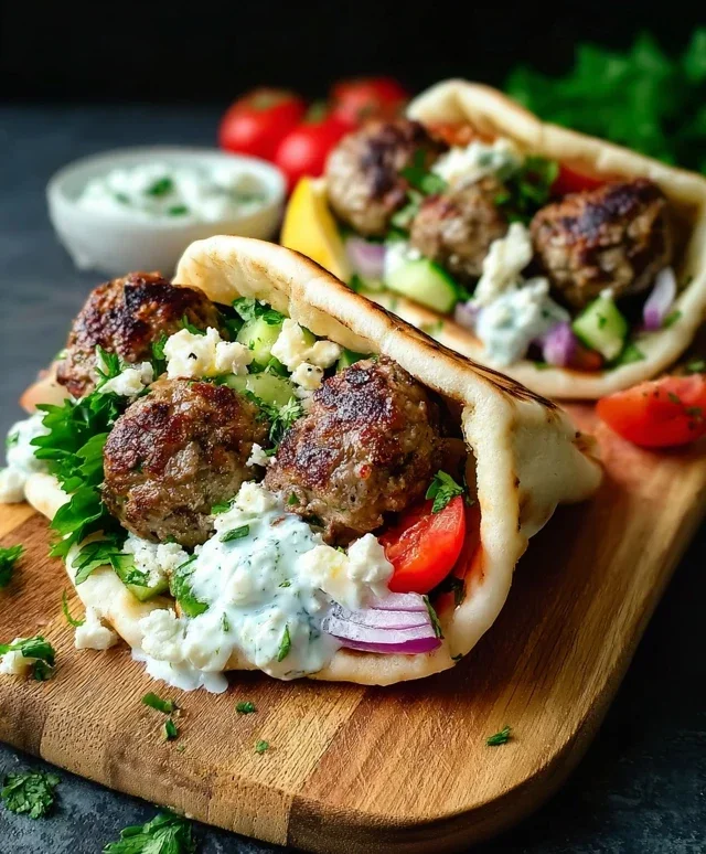 Greek Meatball Pitas