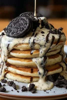 Oreo Pancakes with Cream Cheese Drizzle