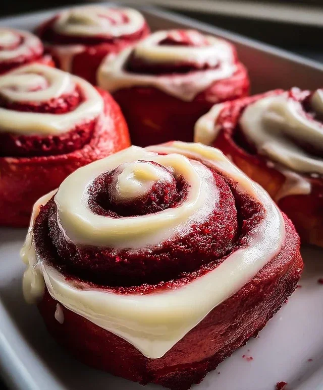 Red Velvet Cinnamon Rolls with Cream Cheese Icing