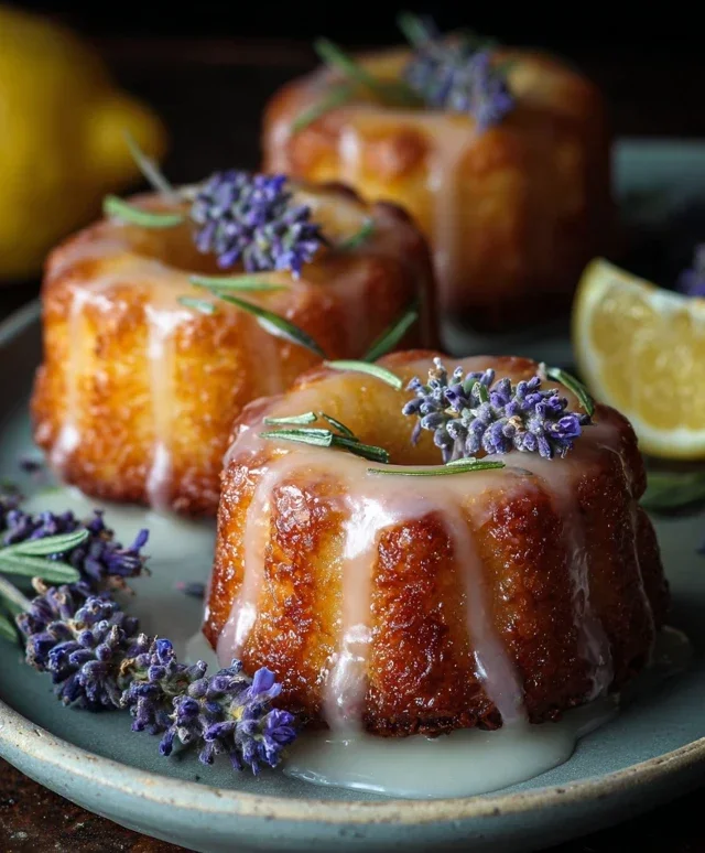 Mini Lemon Cakes With Lavender Glaze