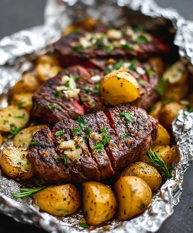 Garlic Steak & Potato Foil Packs