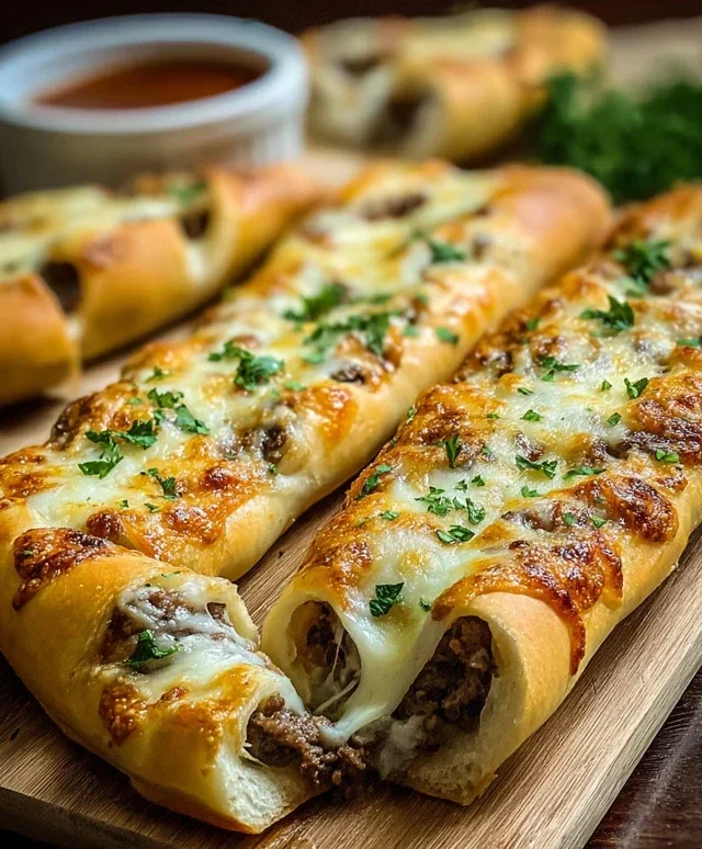 Philly Cheesesteak Stuffed Cheesy Breadsticks
