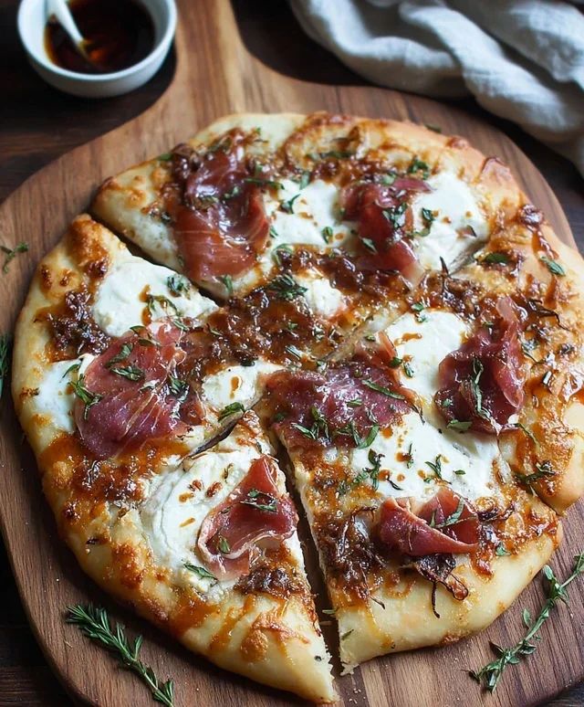 White Pizza with Beef Beef Prosciutto & Hot Honey