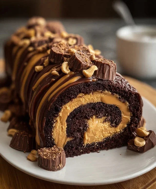Peanut Butter Cup Chocolate Roll Cake